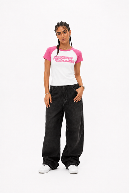 Pink In White Endless Baby Tee