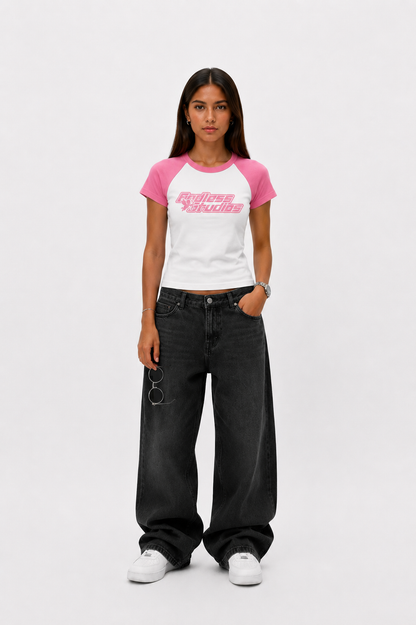 Pink In White Endless Baby Tee